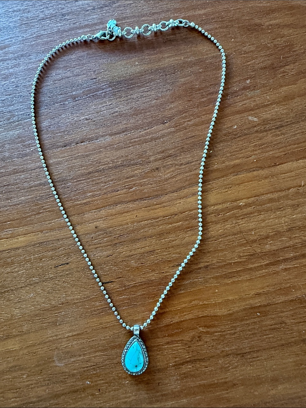 Lucky Brand Turquoise Teardrop Pendant Necklace - Silver